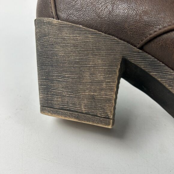 Rocket Dog Boots Womens 8 Ankle Booties Brown Leather Lace Up Block Heels - Picture 9 of 16